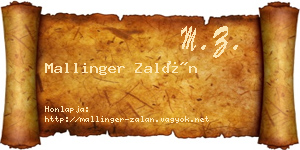 Mallinger Zalán névjegykártya